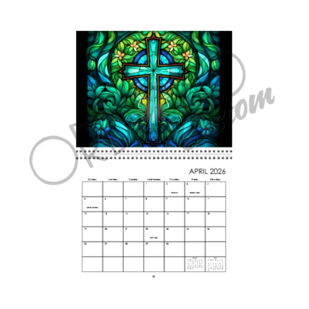 2026 Custom Christian Stain Glass Wall Calendar